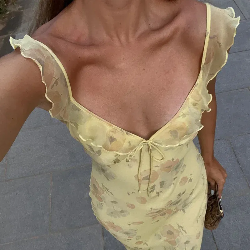 Floral Plunge Backless Maxi Dress 2