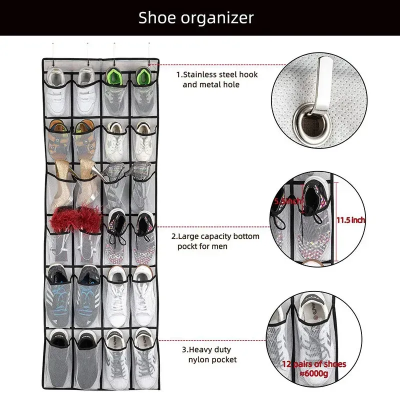 24-Pocket Wall Mount Shoe Organizer 4