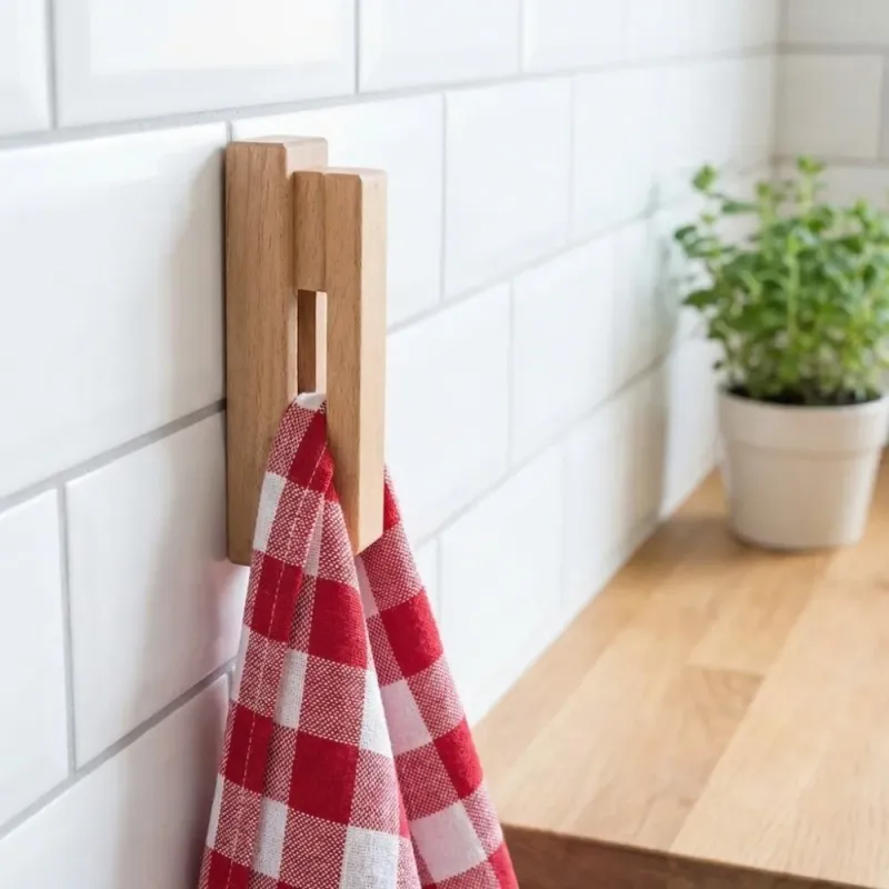 Solid Wood Adhesive Towel Hook 3