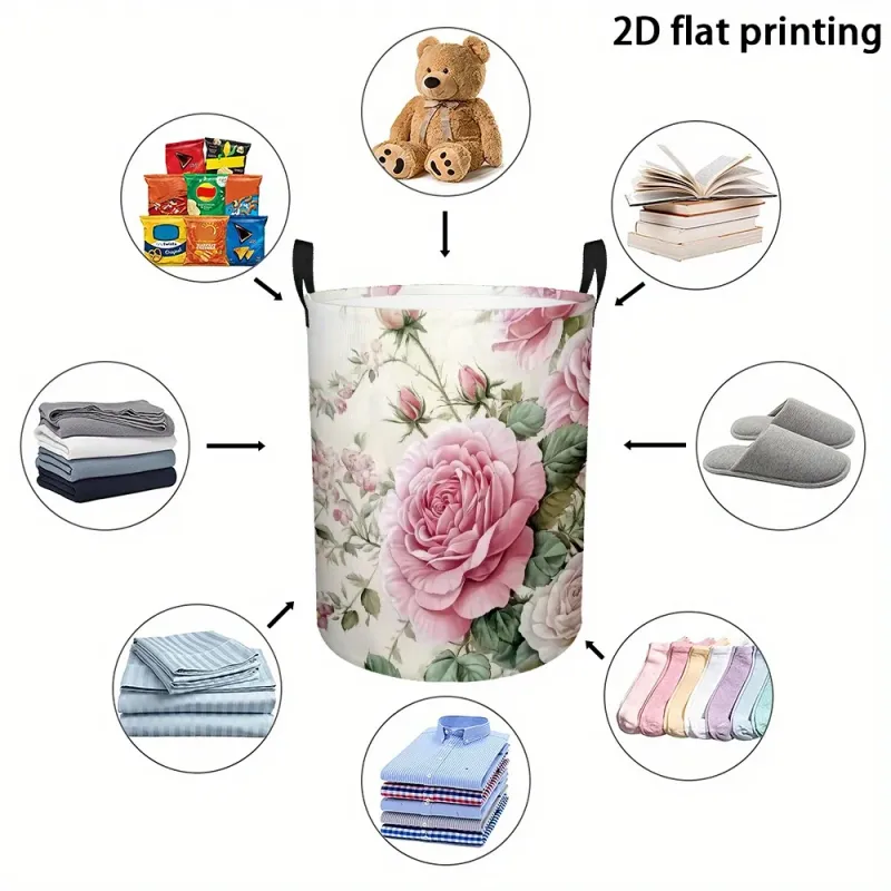 Pink Roses Laundry Hamper 3