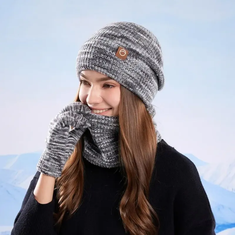 Winter Beanie Scarf Gloves 3pcs Set 3