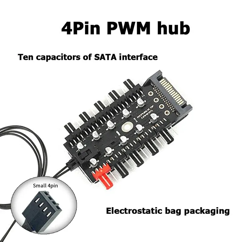 TEUCER 10-Port PWM Fan Hub Splitter 6
