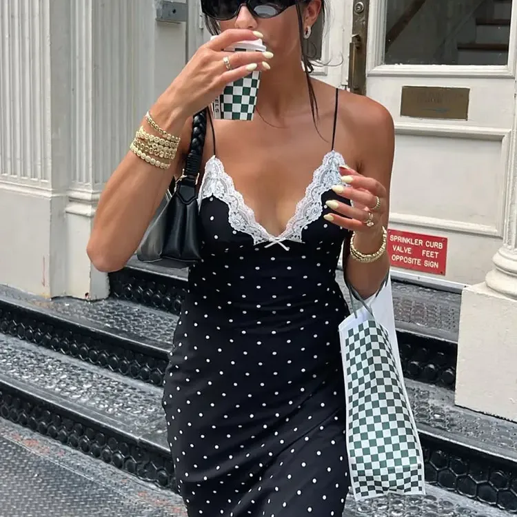 Lace V-Neck Patchwork Maxi Dress 5