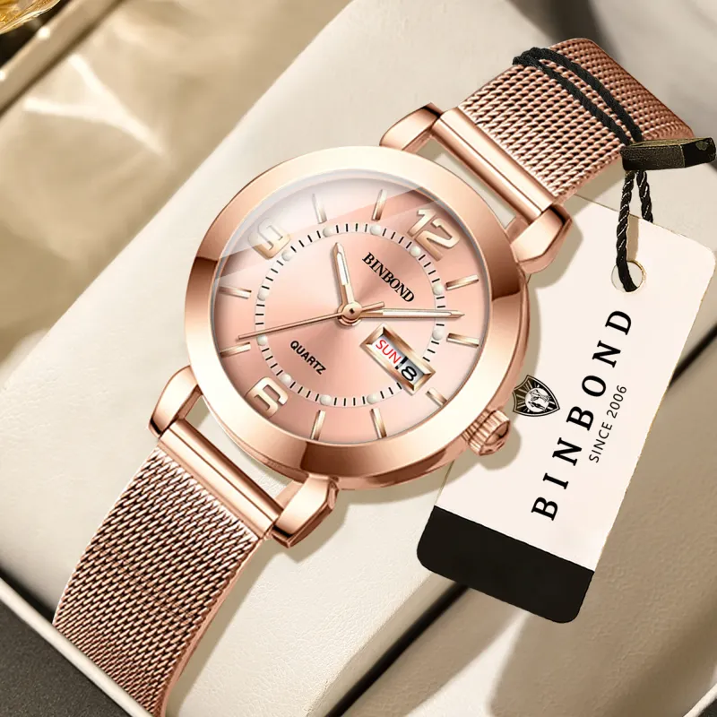BINBOND Women's Luminous Auto Date Quartz Watch 1