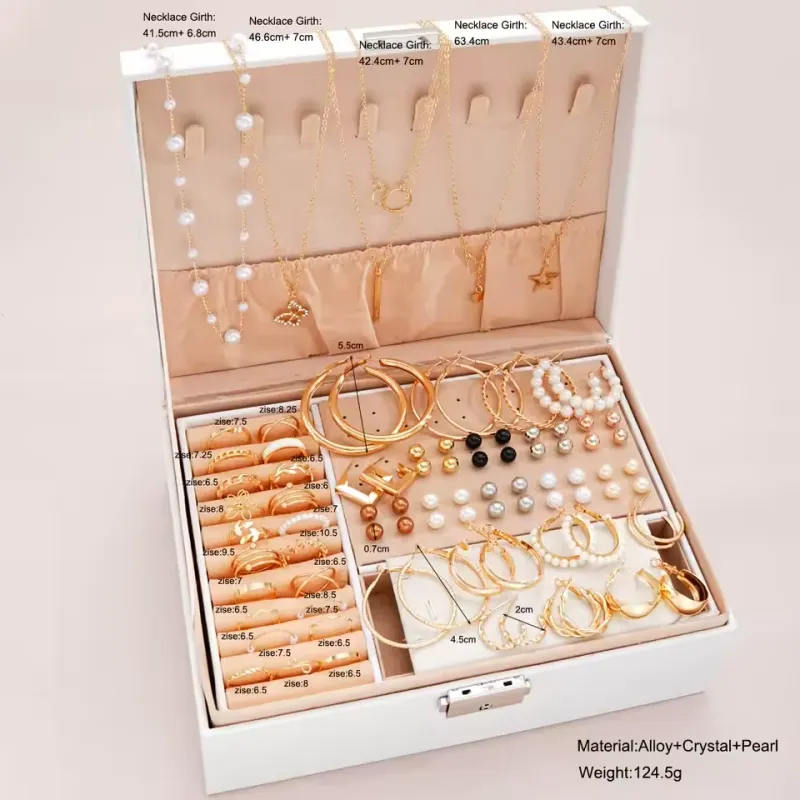 4-Piece Gold Boho Pearl Jewelry Set 6