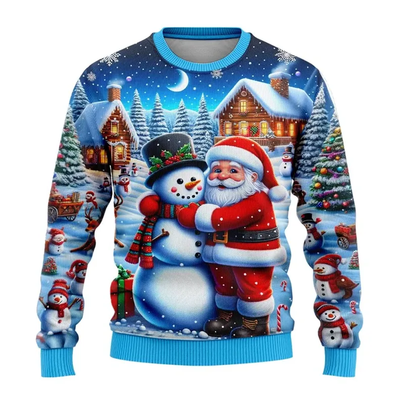 3D Snowman Santa Ugly Christmas Sweater 1