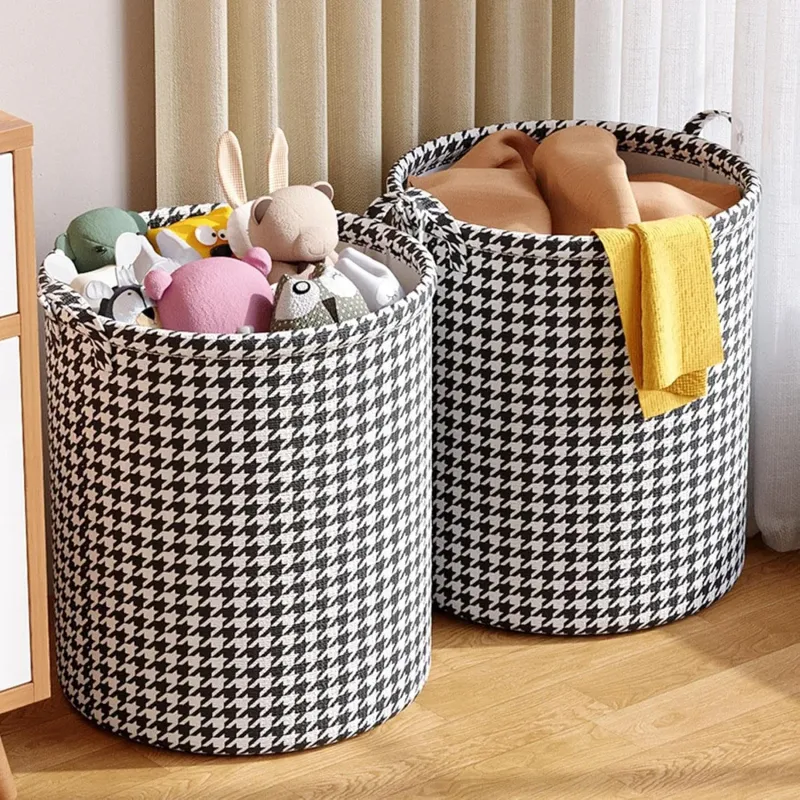 Houndstooth Foldable Laundry Basket 1