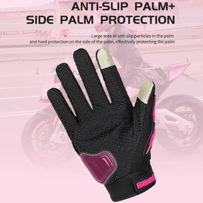 Women's Pink Motorcycle Riding Gloves 4