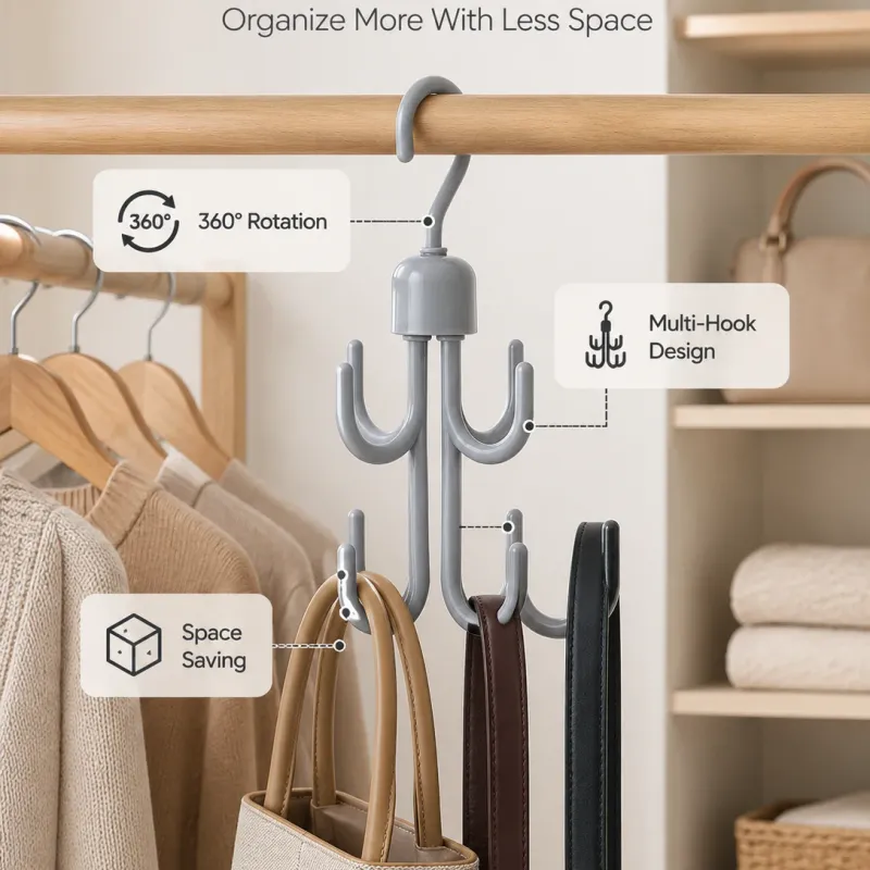 360° Rotating 4-Claw Closet Hook Hanger 8