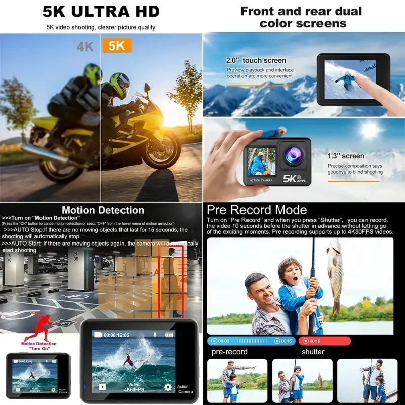 5K Dual Screen Action Camera 30M Waterproof 2