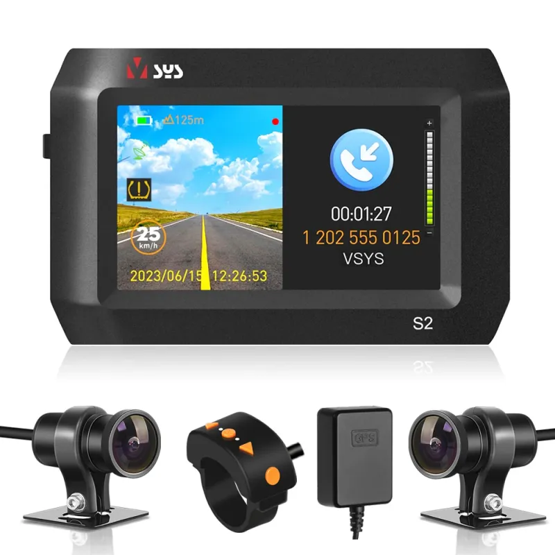 VSYS S2 Motorcycle Dash Cam with TPMS 1