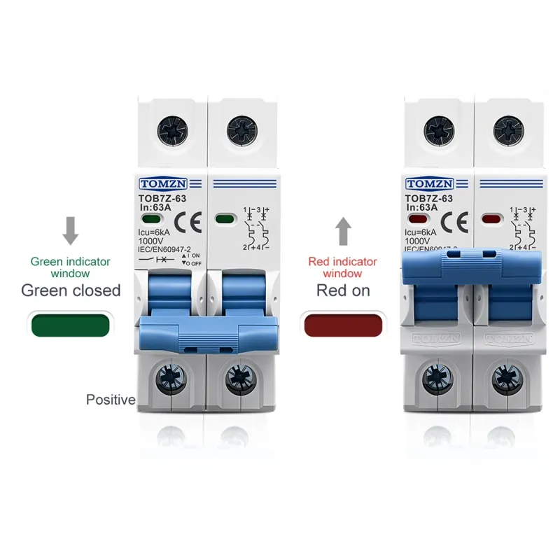 TOMZN 2P DC MCB 1000V Solar Circuit Breaker 4