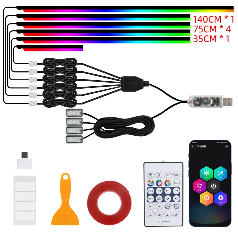 10-in-1 Car LED RGB Light Strip 1