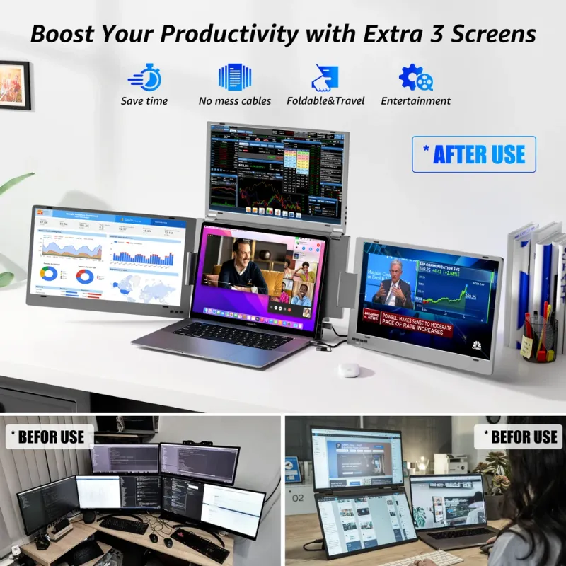 15.6" Portable Triple Screen Laptop Extender 4