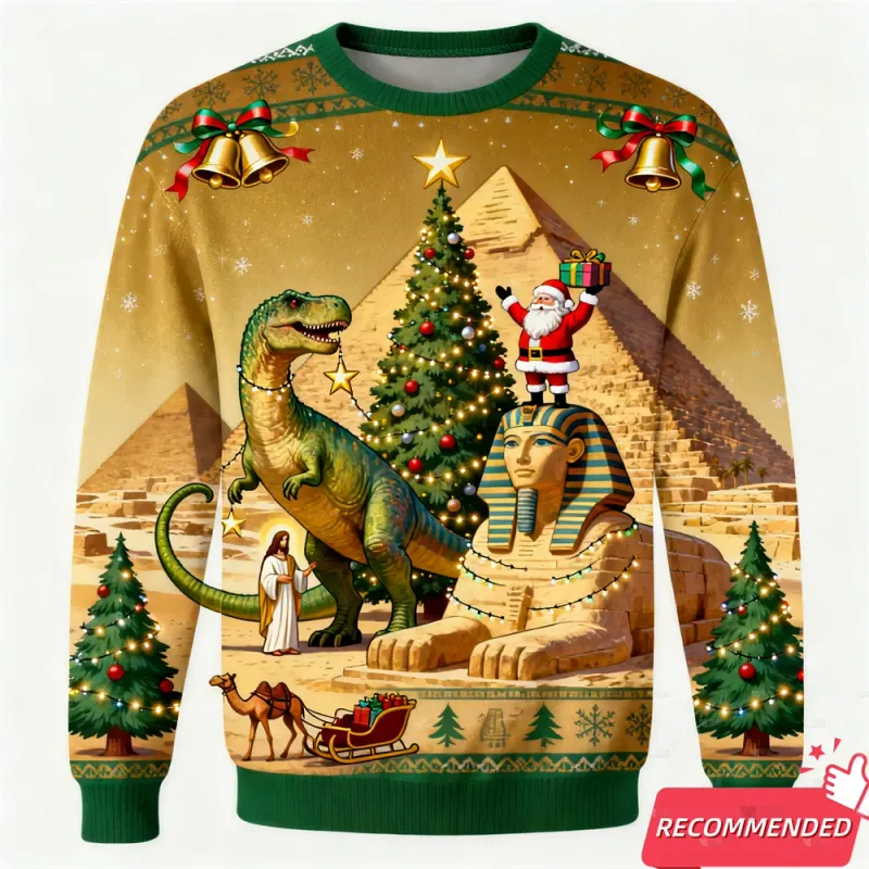 T-Rex Jesus Christmas Ugly Sweater 3