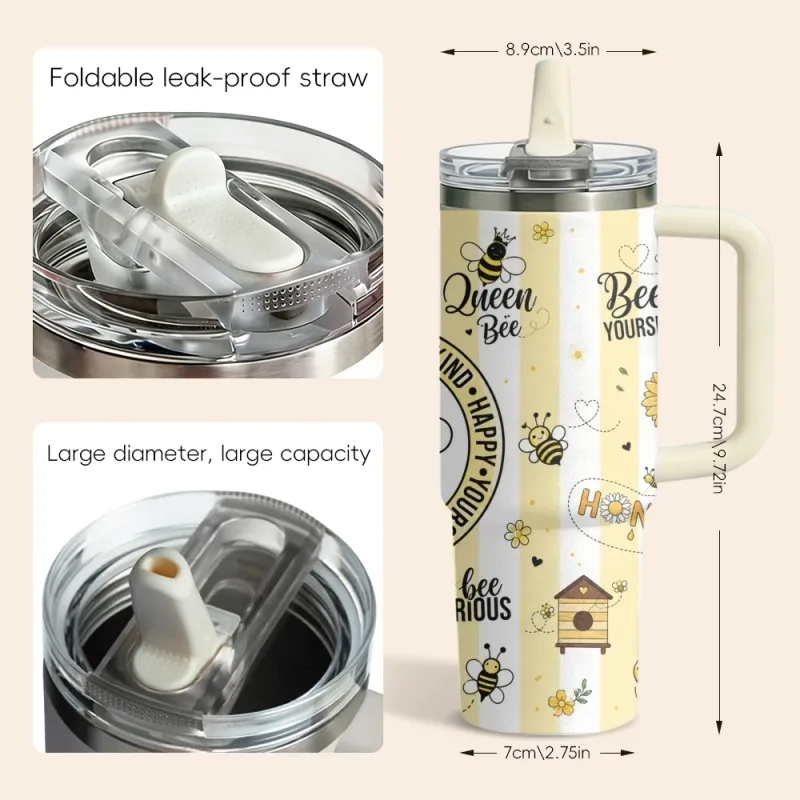Bee Happy 40oz Vacuum Flask 5