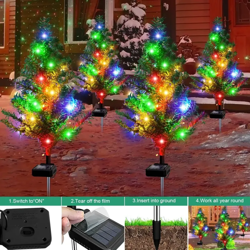 Solar Xmas Tree Stake Lights 2