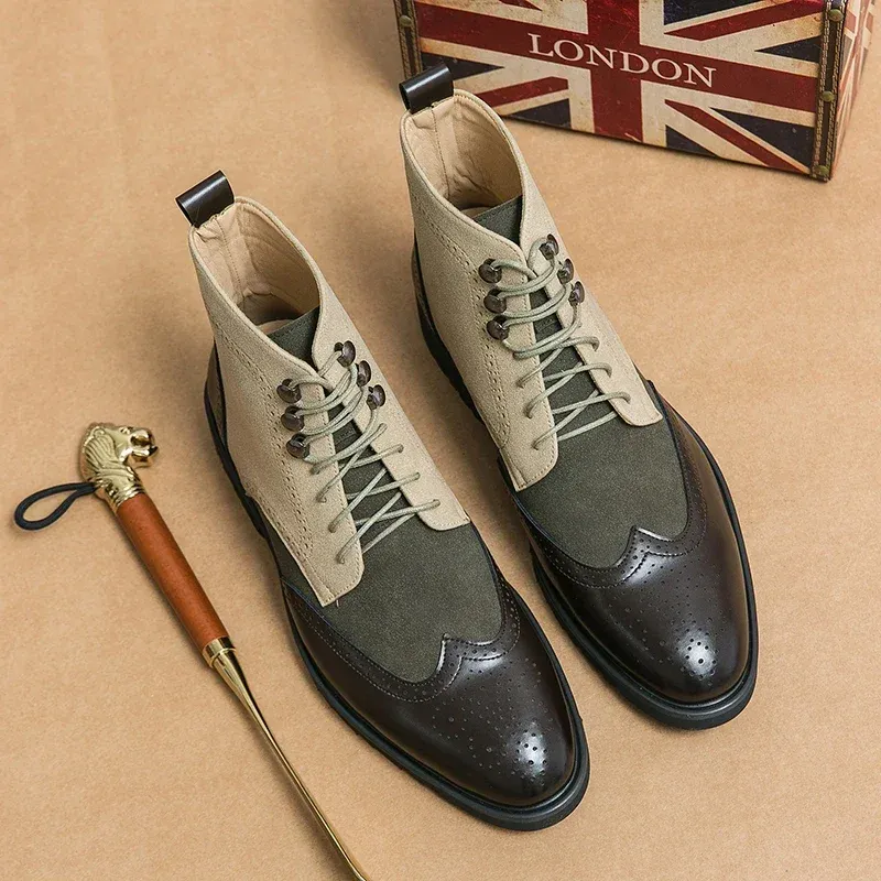 Retro Black Brogue High-Top Boots 6