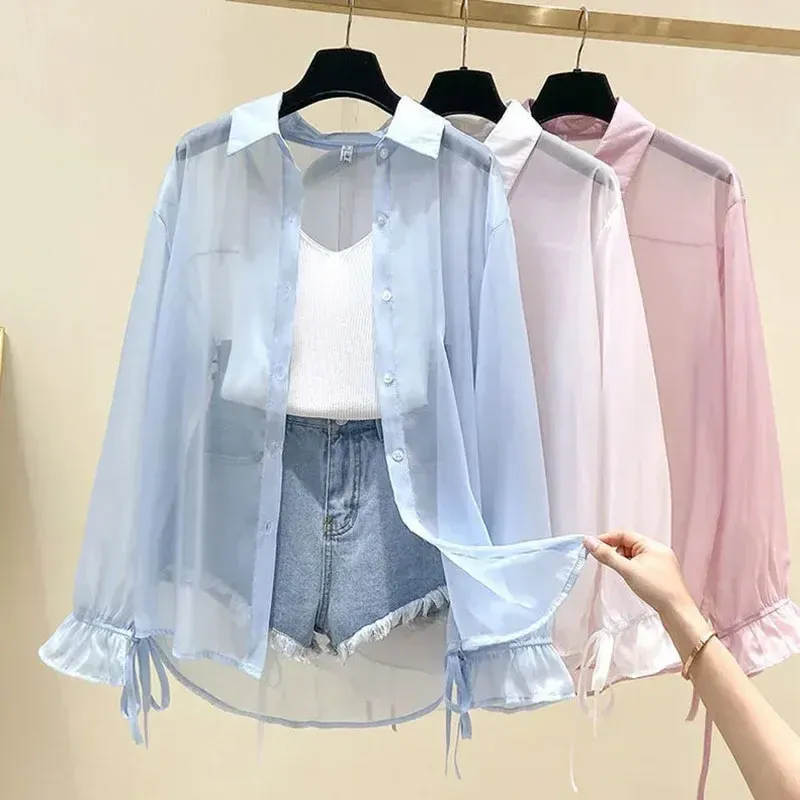 Women's Summer Chiffon Button-Up Blouse 2