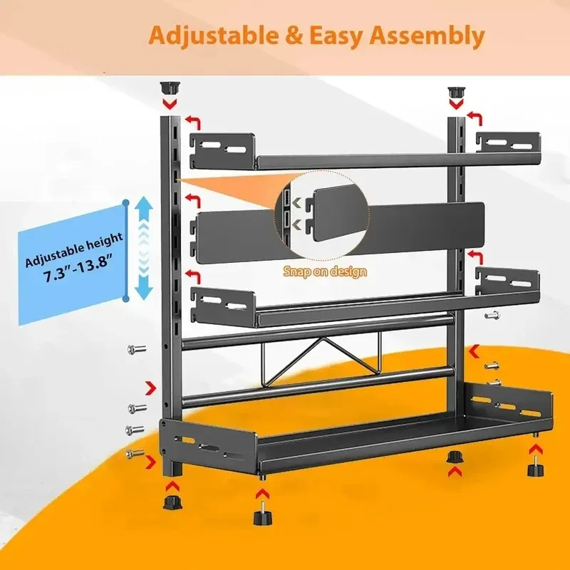 Adjustable Black Metal Spice Rack 5