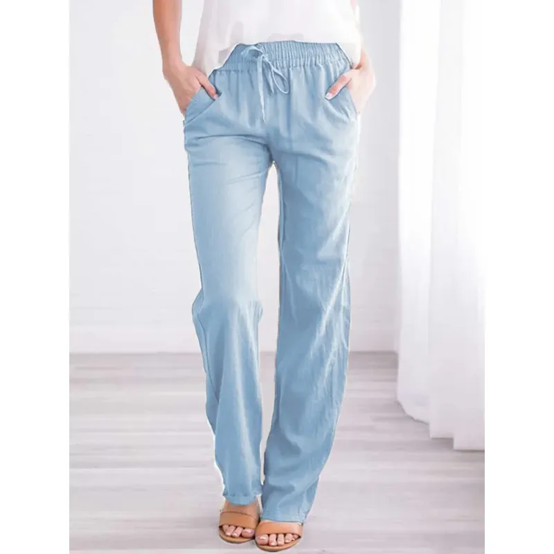 Women's Cotton Linen Drawstring Pants 2