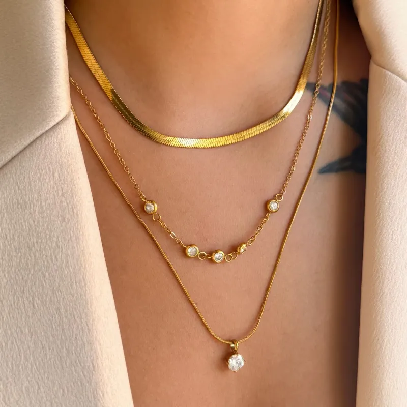 Gold Plated Zirconia Choker Necklace 1