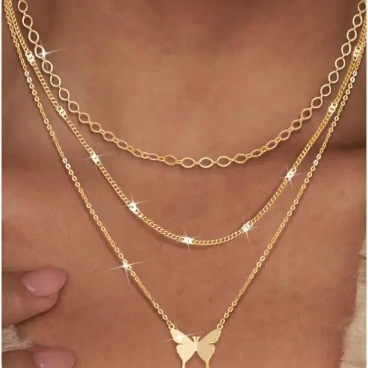 Dainty Layered Gold Necklace Set 3