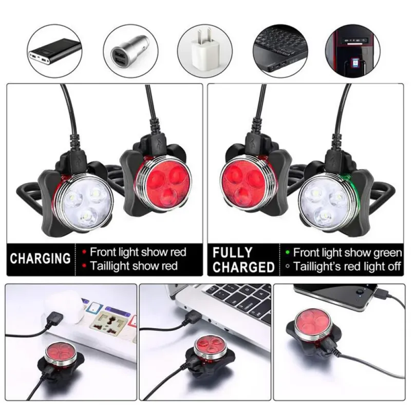 Rechargeable LED Bike Light Set 6