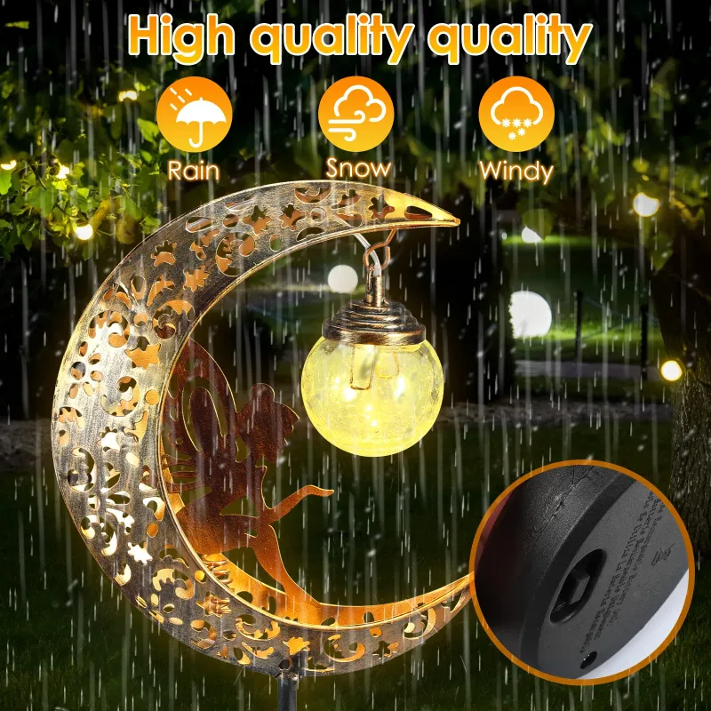 Solar Moon Fairy Crackle Glass Lights 3