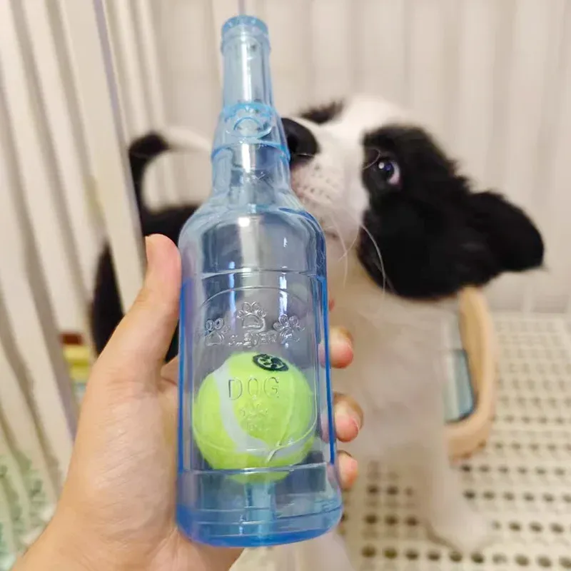 Beer Bottle Dog Chew Toy with Tennis Ball 2