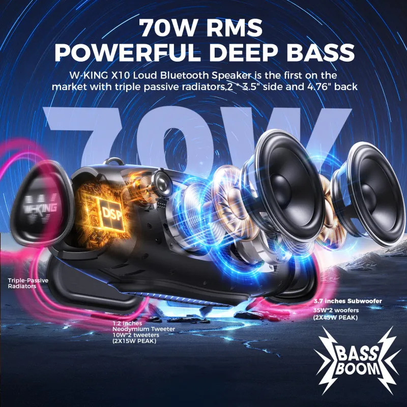 W-KING 70W Waterproof Bluetooth Boombox 2