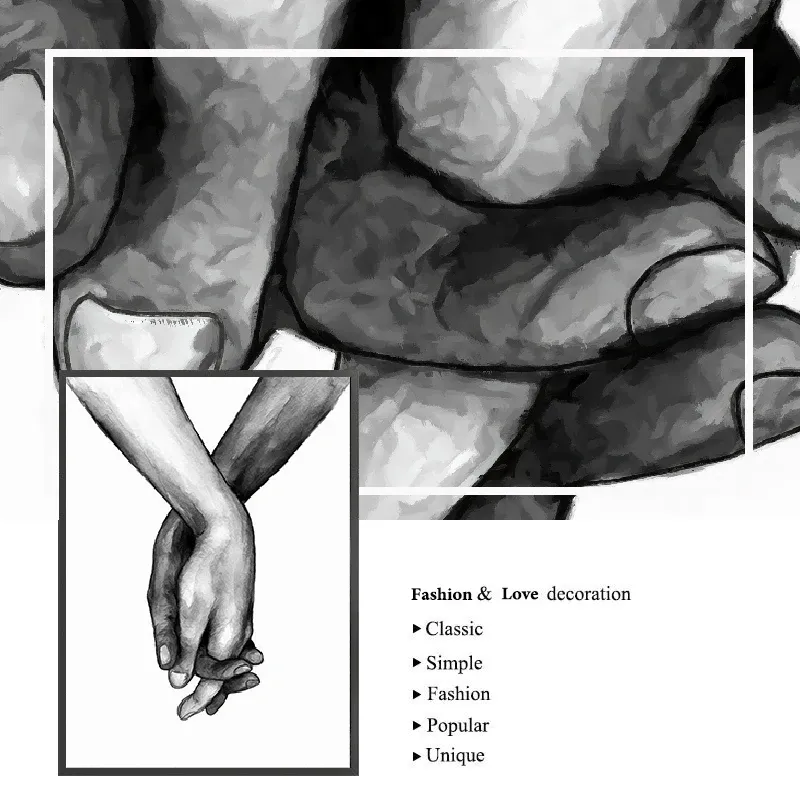 Minimalist Hand in Hand Love Wall Art 6
