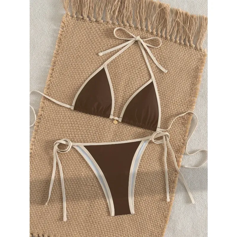 Color Block Triangle Tie Bikini Set 6