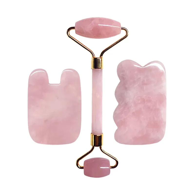 Rose Quartz Gua Sha Roller Set 5
