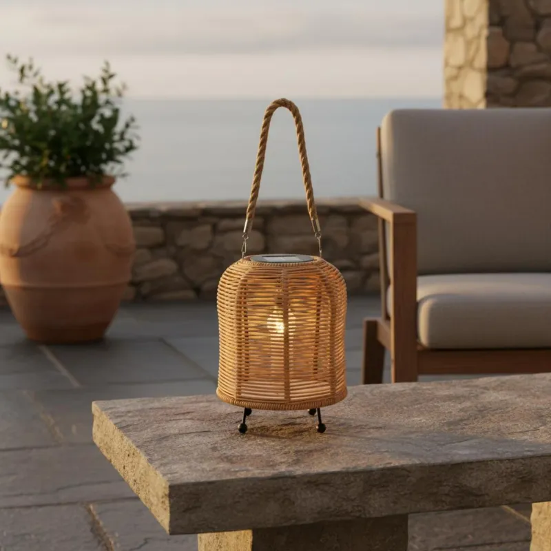 Handwoven Solar Rattan Lantern 3