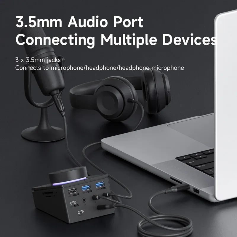 Hagibis Knob USB C Hub with Shortcut Buttons 6