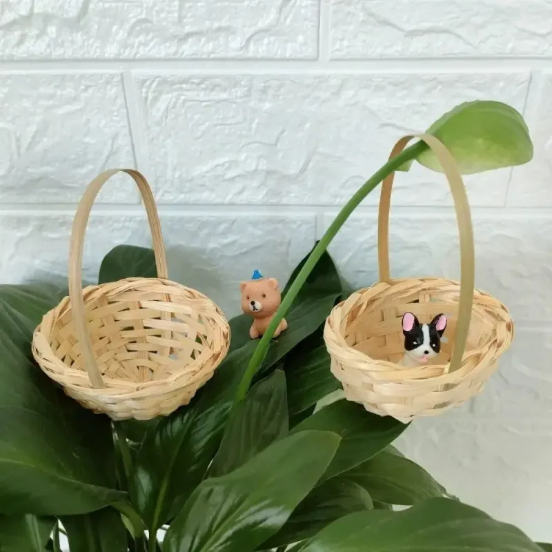 Mini Braid Flower Basket with Handle 4