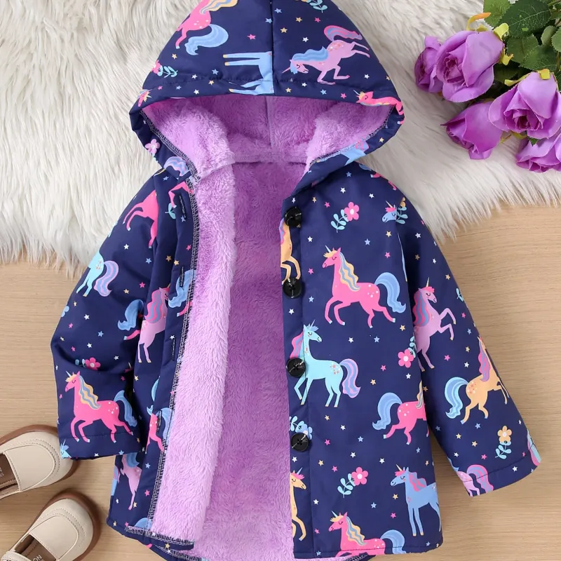 Girls' Fleece Printed Hooded Jacket 1