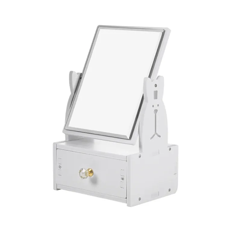 Rabbit Rotating Makeup Mirror with Drawer 6