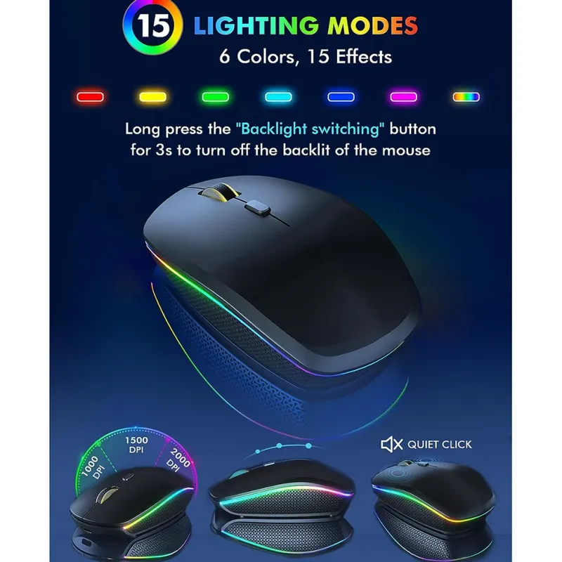 15 RGB Backlit Wireless Keyboard & Mouse Combo 5