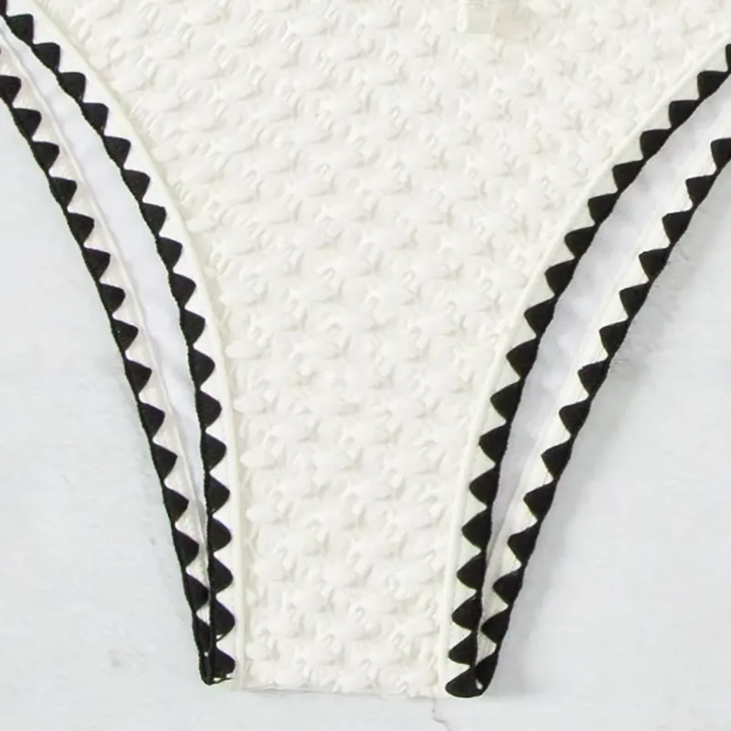 White Strapless Lace-up Bikini Set 5