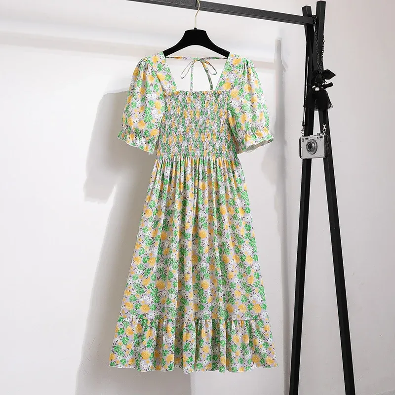 Pleated Chiffon Midi Beach Dress 3