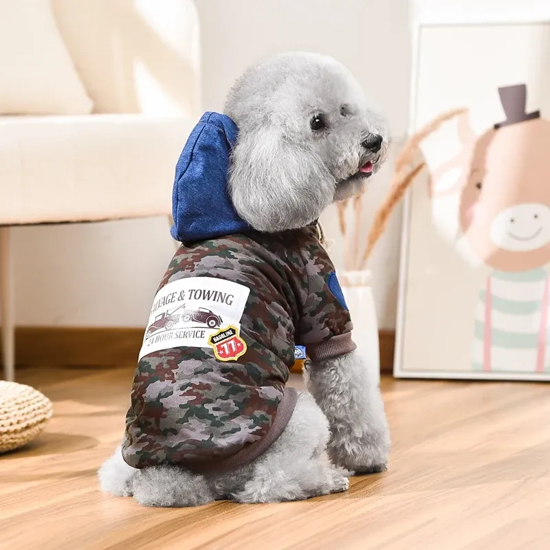 Camo Dog Hoodie with Denim Hat 4