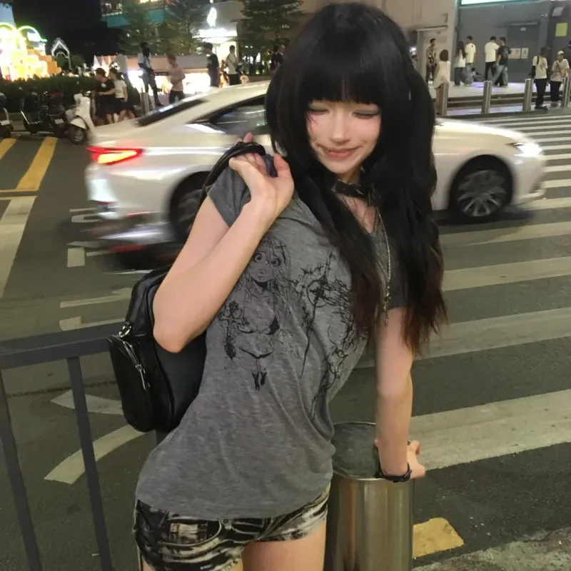 Japanese Y2K Print T-Shirt 6