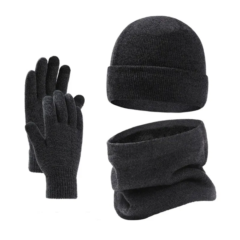Men's Winter Beanie Scarf Gloves Set 5