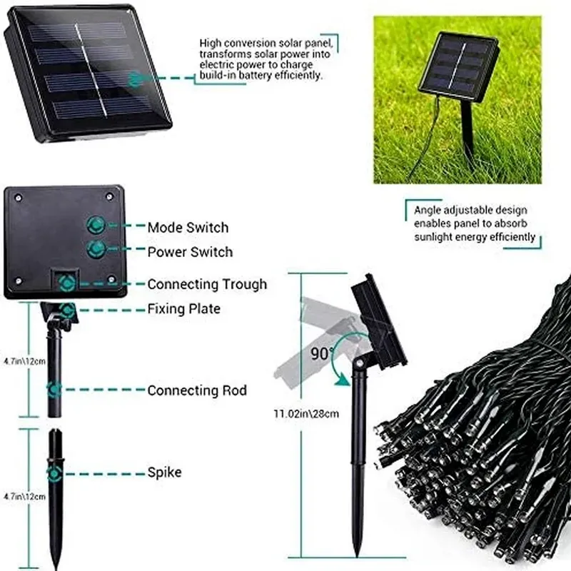 400LED Solar String Lights Outdoor 120FT 6