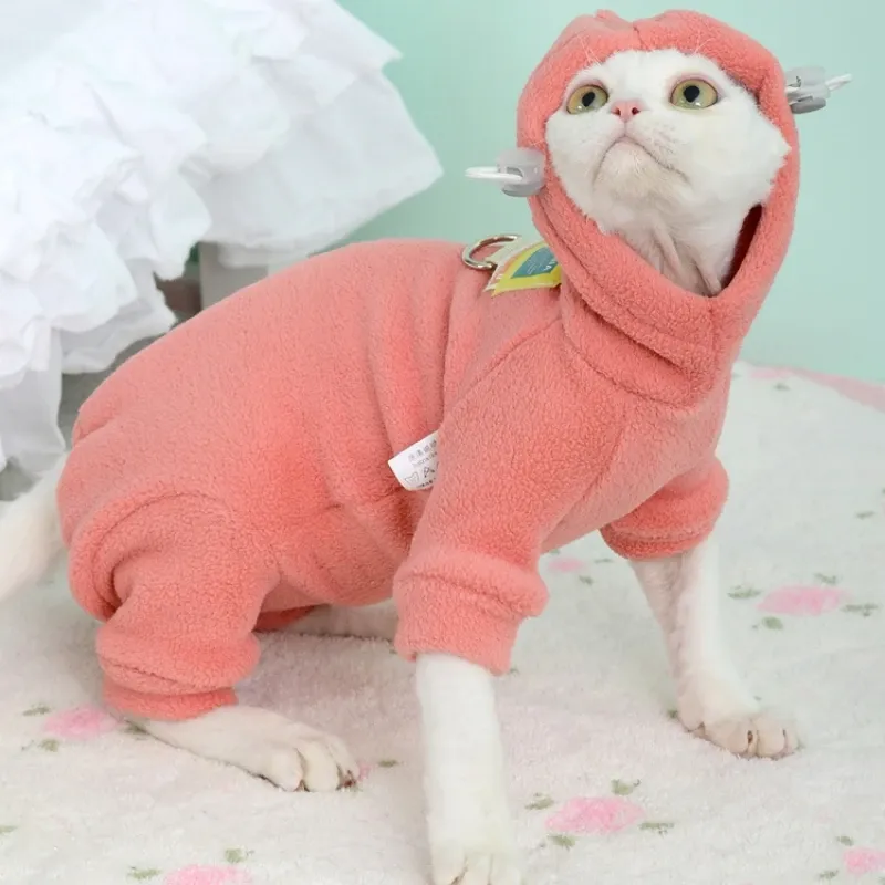 Sphynx Cat Fleece Hooded Sweater 5
