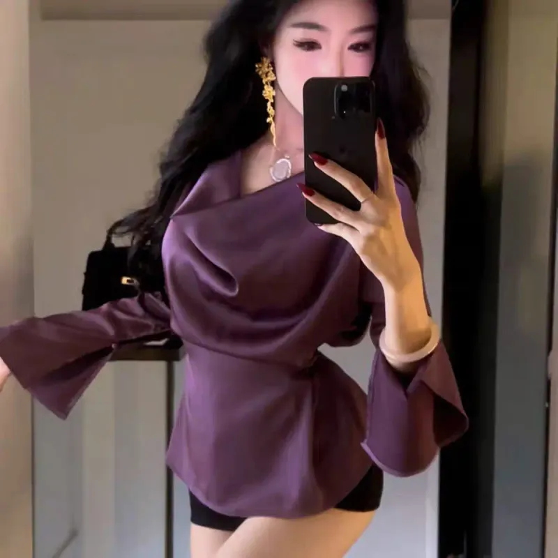 Silk Satin Flare Sleeve Blouse 2