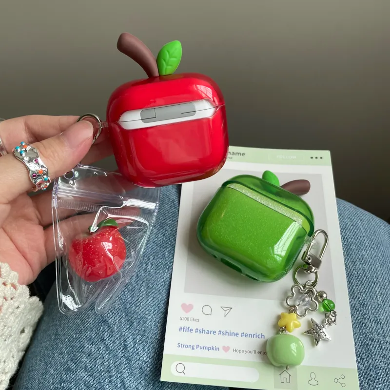 Translucent Red Green Apple AirPods Case 3