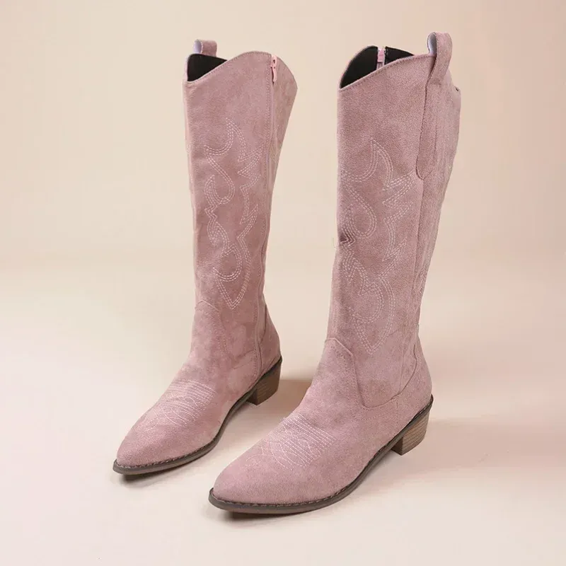 Embroidered Western Knee High Boots 4